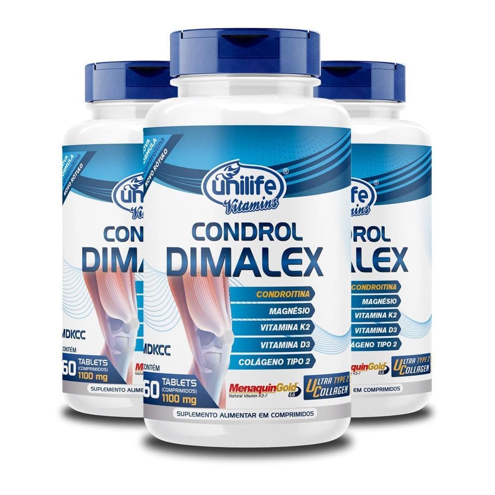 Kit 3 Condrol Dimalex 1100Mg Unilife 60 Comprimidos