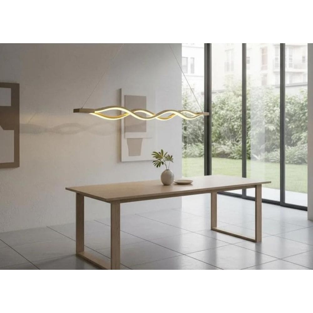 Pendente Moderno Mesa De Jantar Espiral Dourado Led Infinito