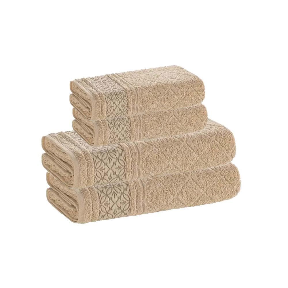 Jogo Toalha Bragança Fio Penteado Bege 4 Peças Karsten