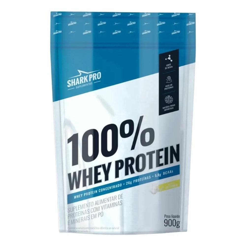 2X 100% Whey Protein Refil Leitinho 900G Shark Pro