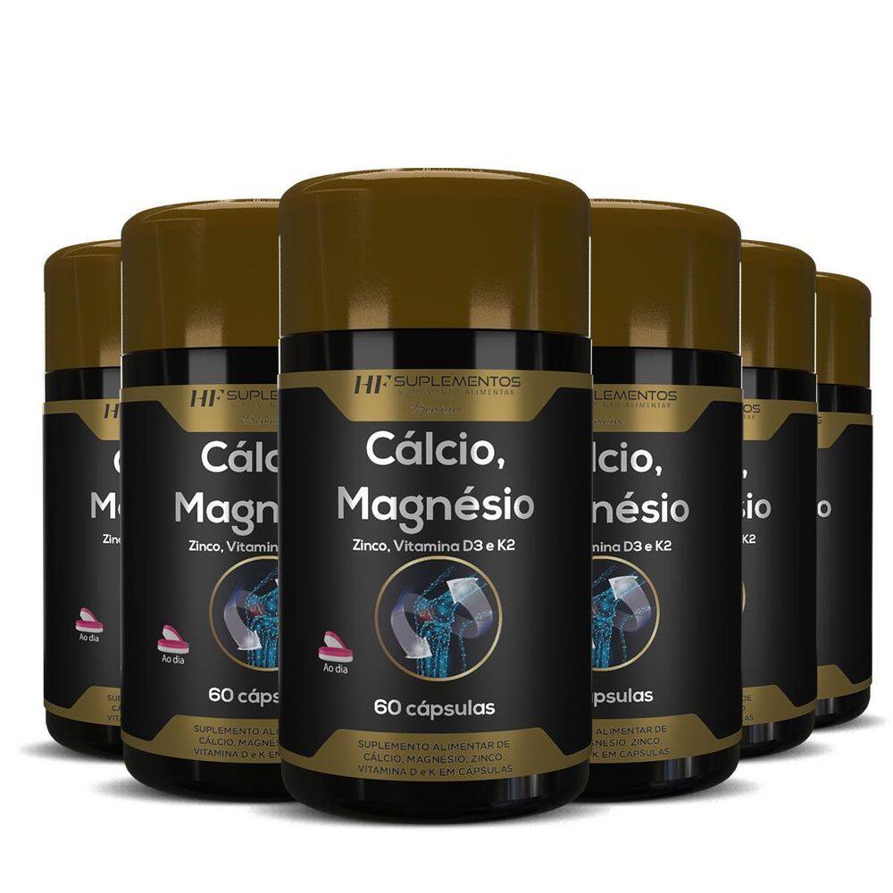 6X Calcio Magnesio Zinco Vit D3 K2 60Caps Hf Suplementos