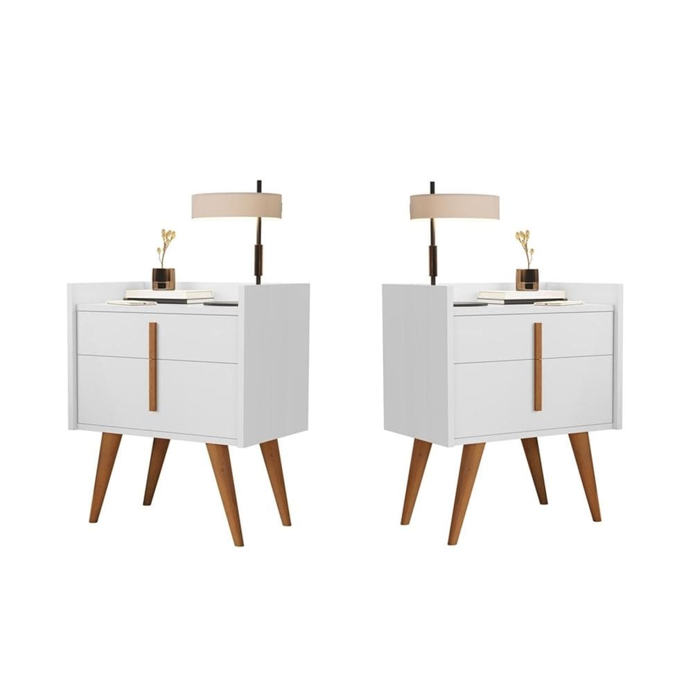 Kit 2 Mesas Cabeceira Dama Plus Pés Palito Madeira Cor