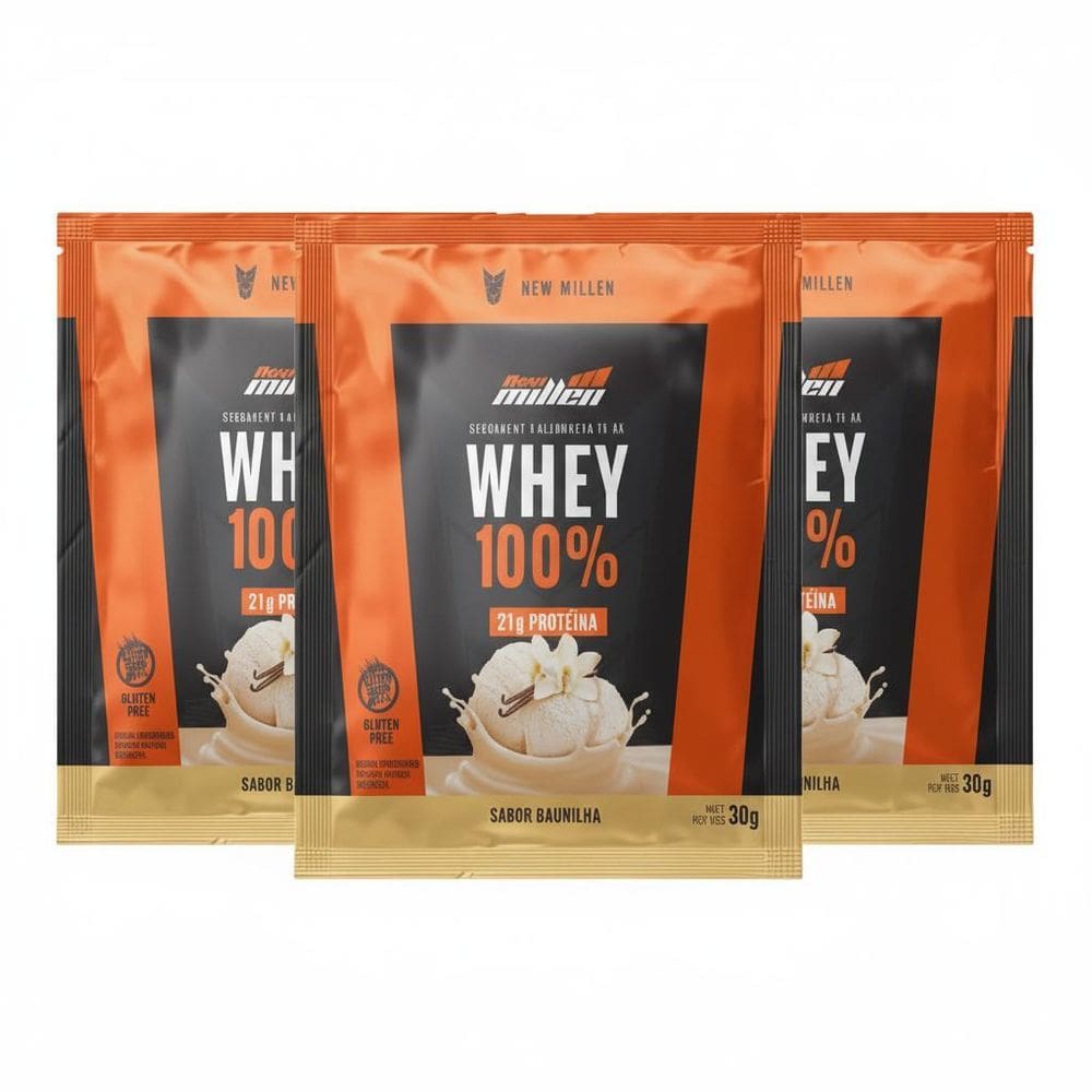 Kit 3 Whey Protein 100% 21G Proteina Baunilha Sache