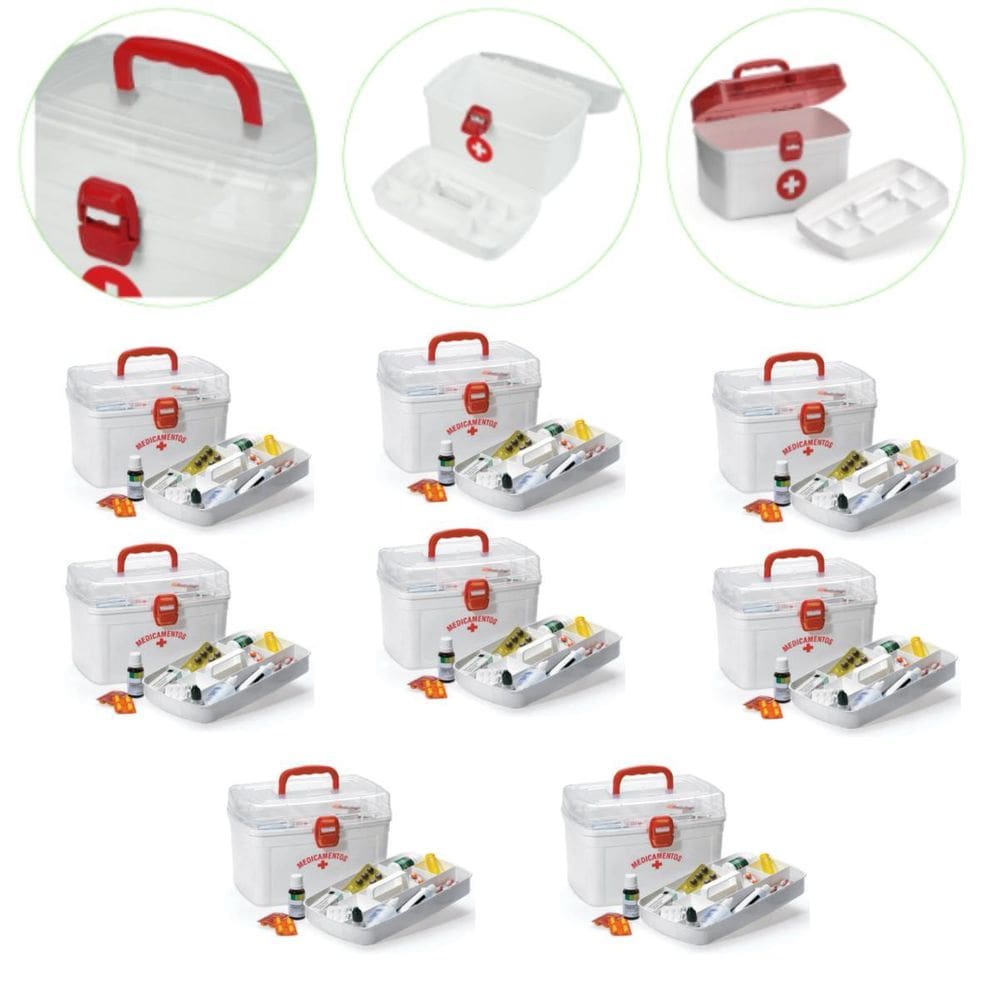 Kit 8 Caixa Para Remédios G Com Alça 6,2L Litros Cor Branco