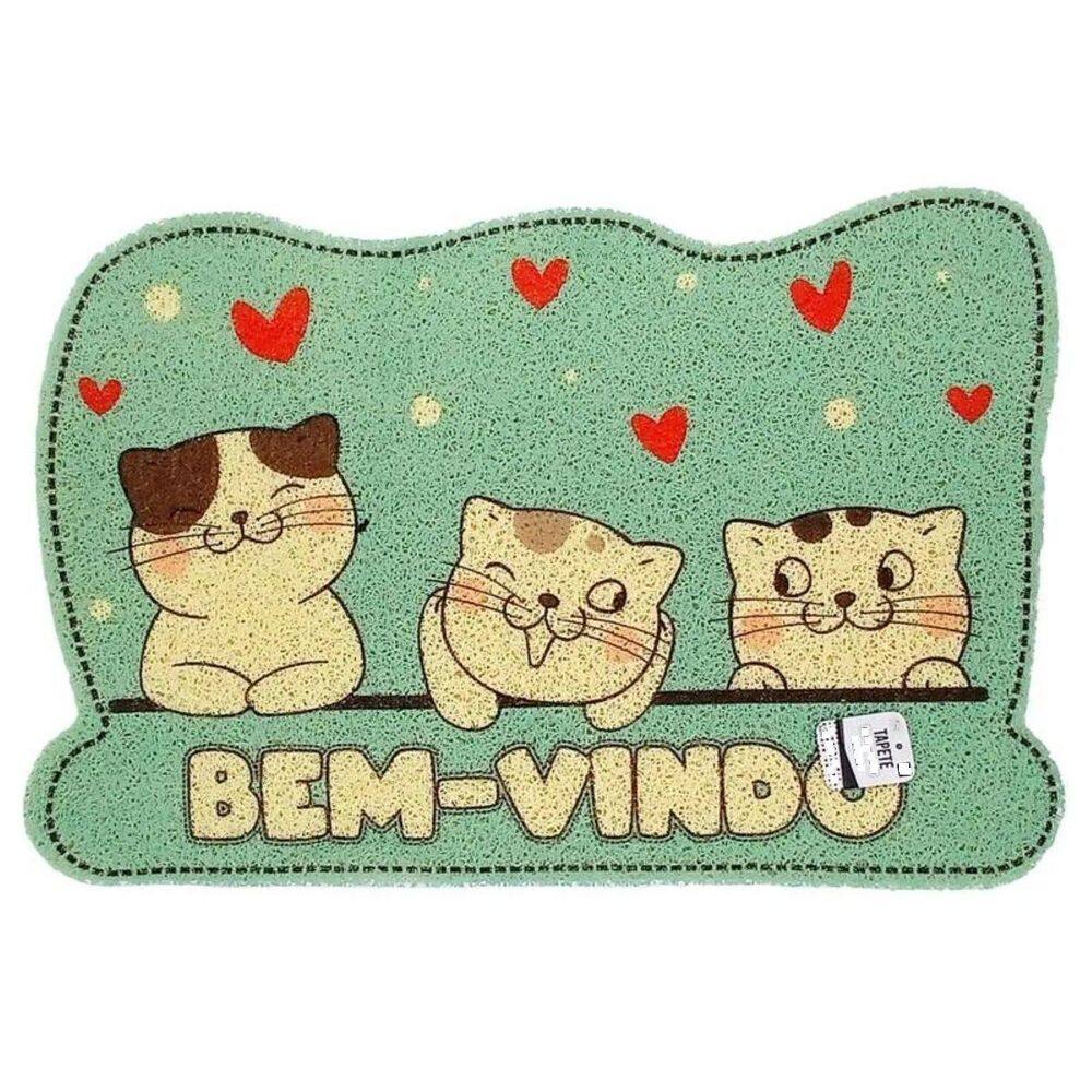 Capacho Divertido Porta 38X58Cm Vinil - Bichinhos - Gatos