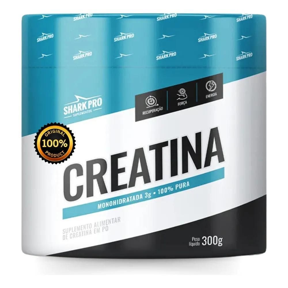2X Creatina 300G Monohidratada - Shark Pro Sabor Sem Sabor