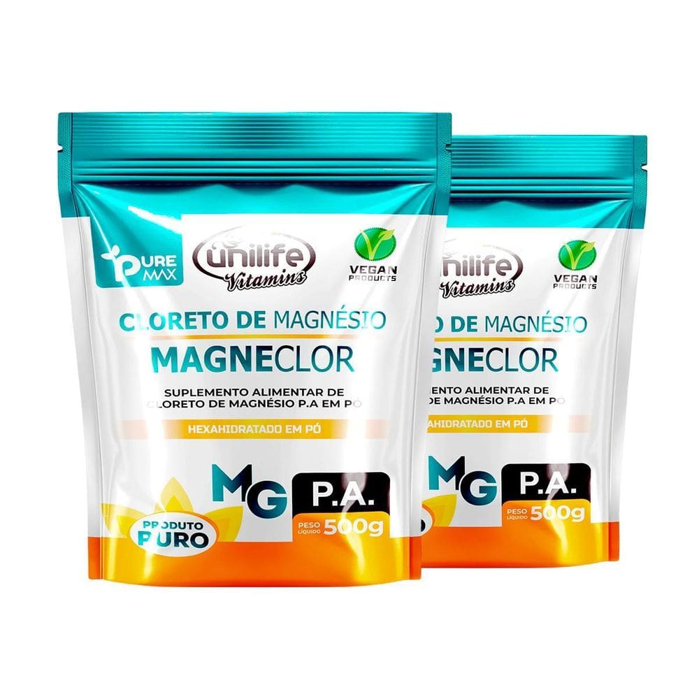 Kit 2 Magneclor Cloreto De Magnésio P.A Unilife 500G