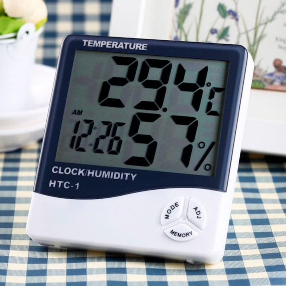 Higrômetro Digital Relógio Com Sensor Para Controle De Clima