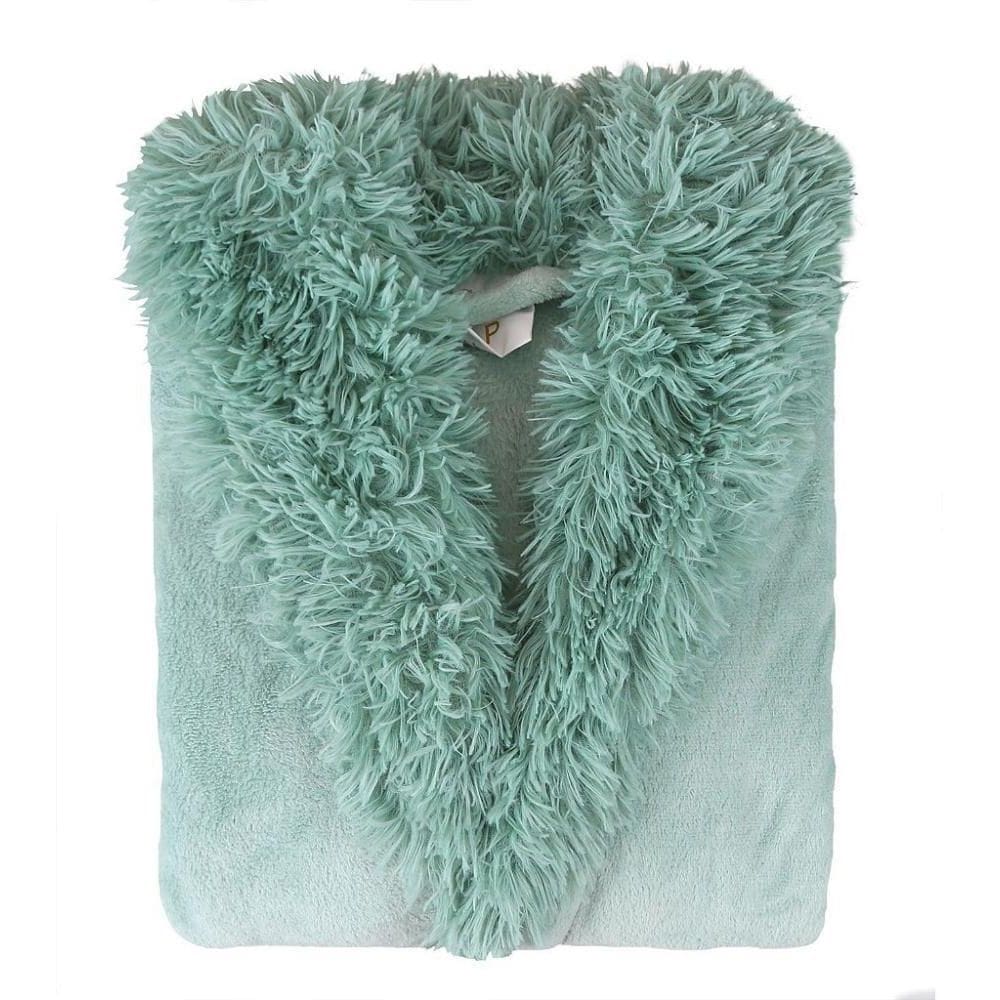 Roupão Microfibra Gola Pelos Kids Verde Suave 9 A 12 Anos