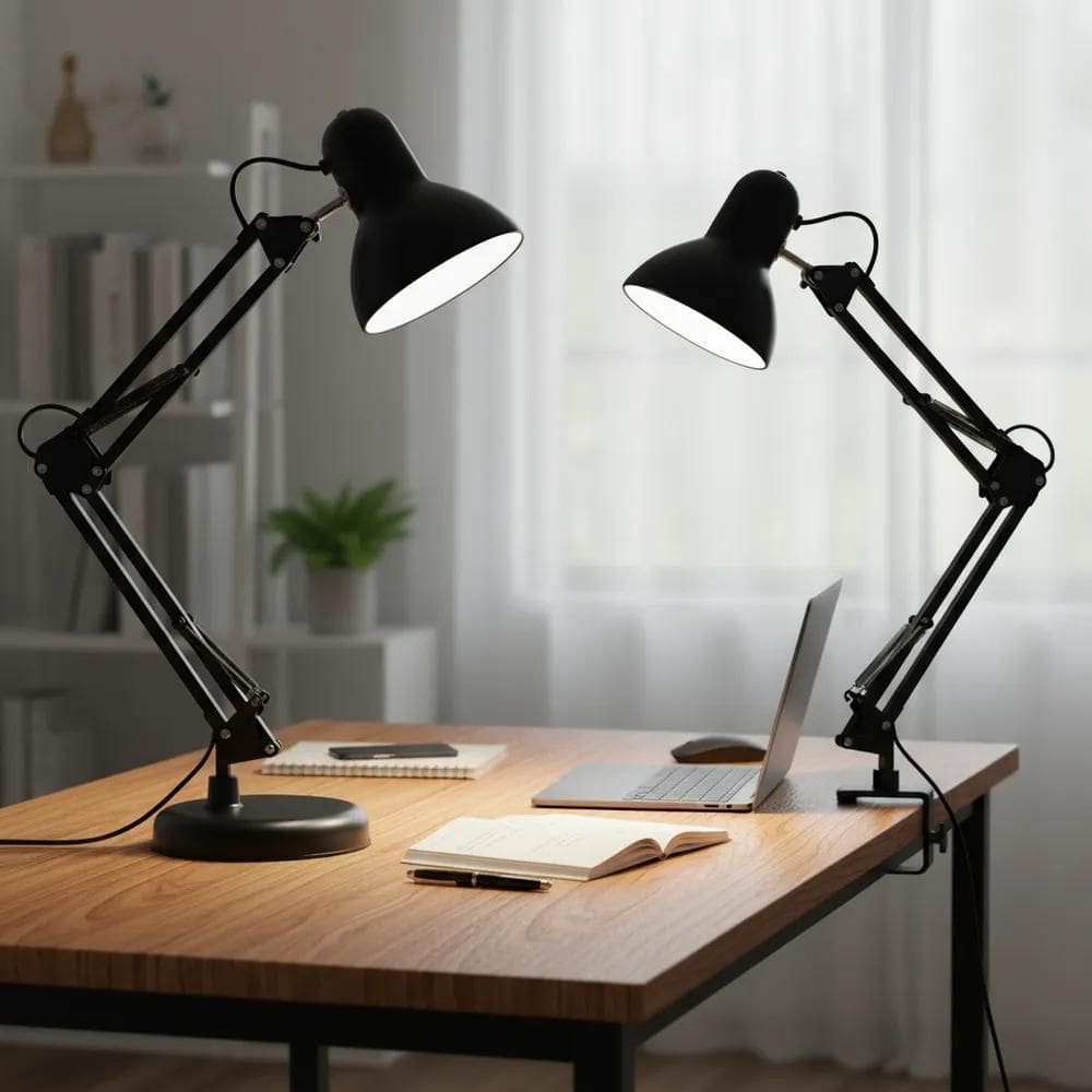 Luminária Pixar Preta De Mesa Articulada