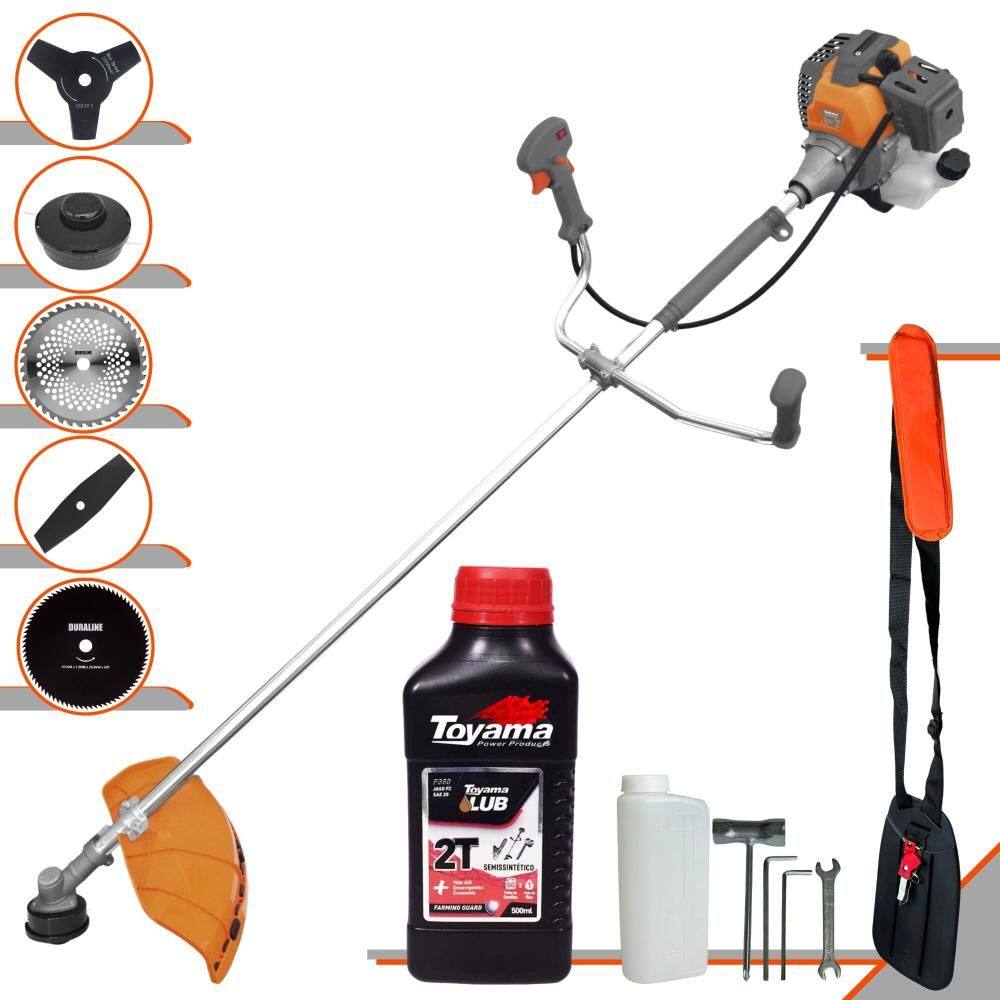 Roçadeira Máquina de Corta Grama À Gasolina Tekna RL520-P 52cc 2HP 10.000rpm Multifuncional Completa Com 5 Opções de Cortes + ÓLEO TOYAMA 2T