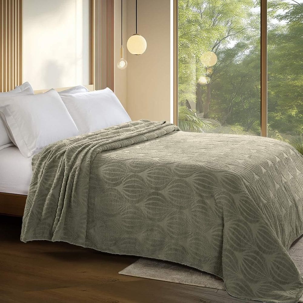 Colcha Chenille Jolitex Solteiro Encanto Toque Algodão Verde