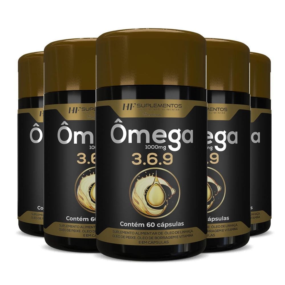 5X Omega 3 6 9 60Caps Peixe Linhaça Borragem Hf Suplementos