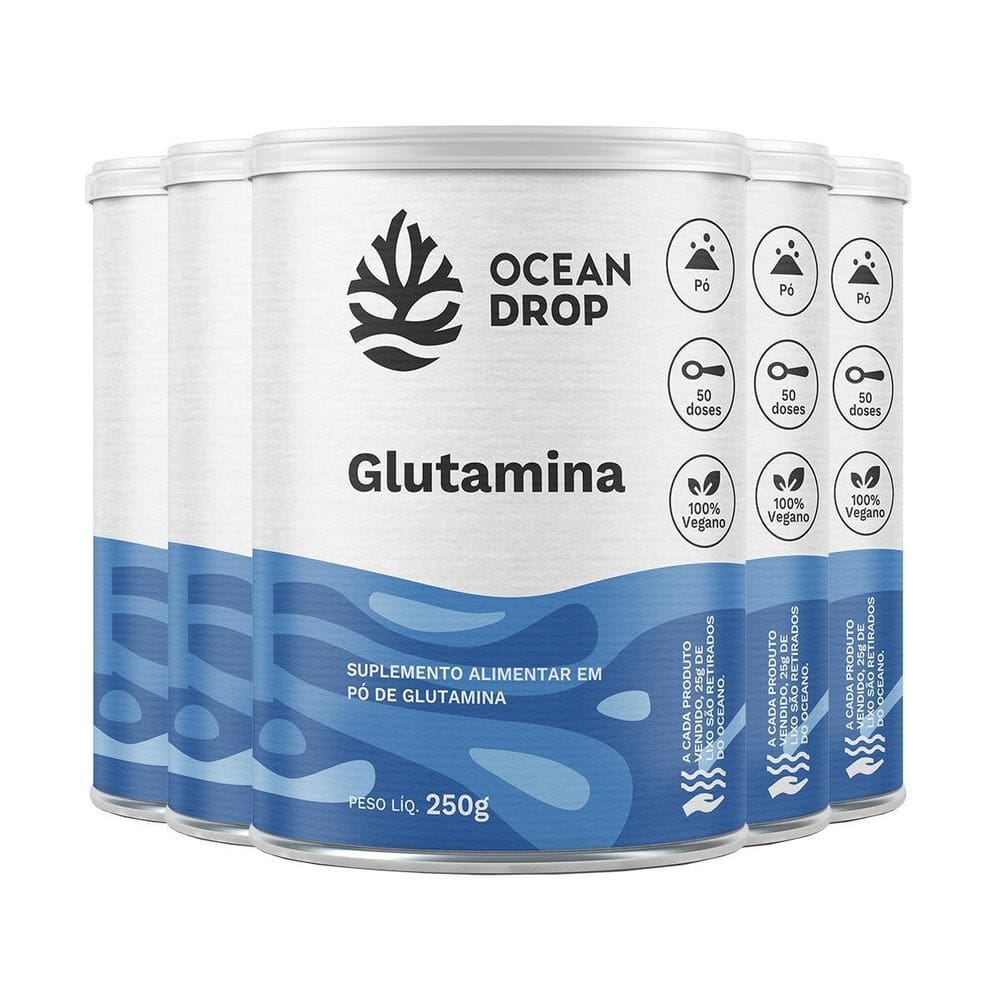 Kit 5 Glutamina Em Pó Ocean Drop Vegano 250G