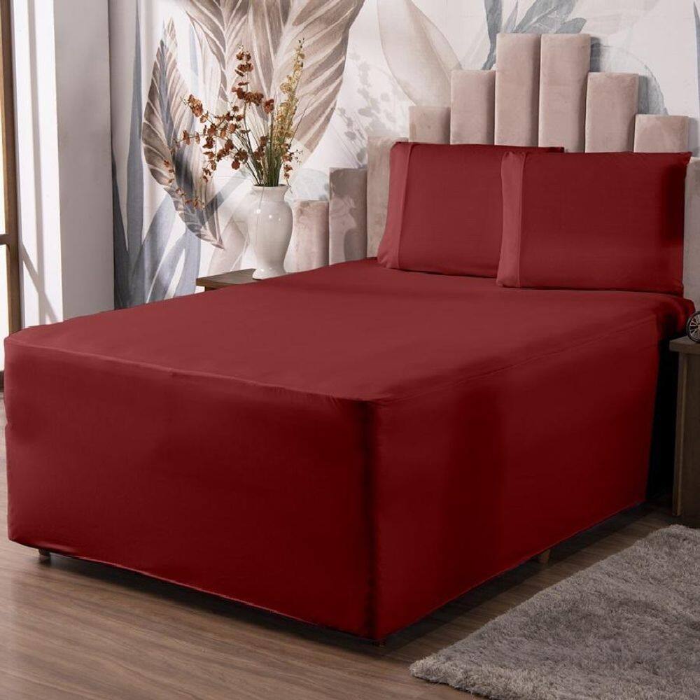 Jogo De Lençol Luva King Conjugada Colchão E Box Malha 3P