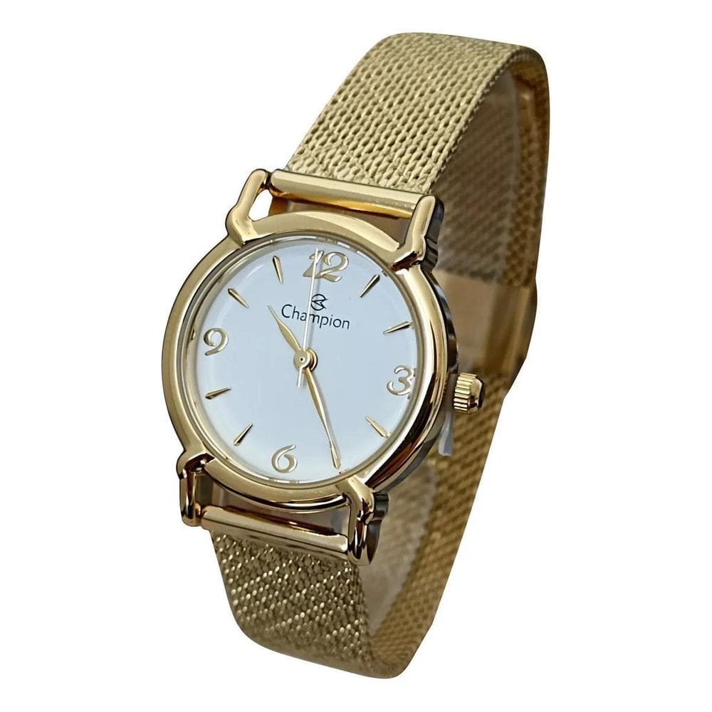 Relógio Champion Cf24082H Dourado Aço Inox Analógico Esteira
