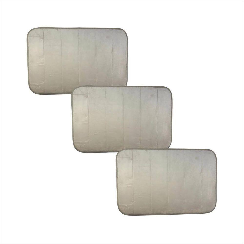 Jogo Tapetes Felpudos Luxo Lavabo Antiderrapante Cor Marfim