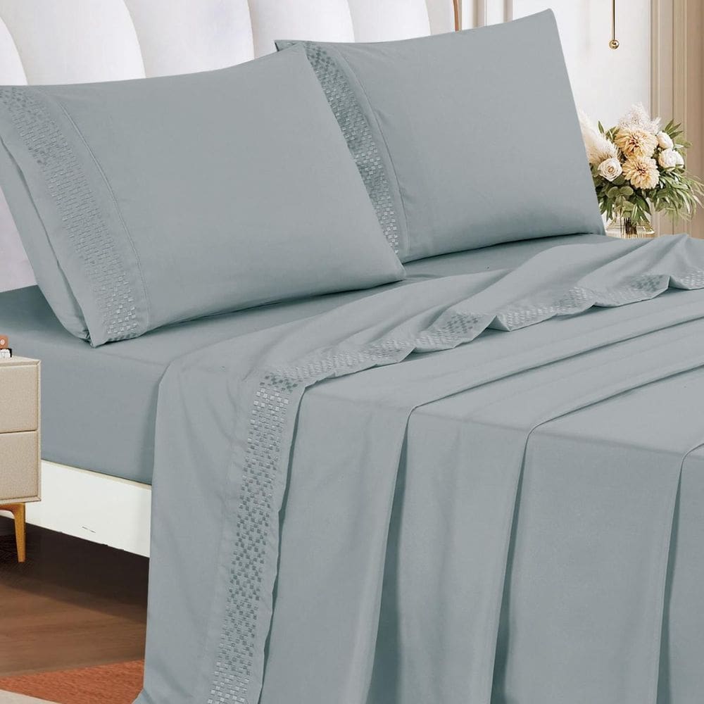 Jogo De Lençol Queen Imperiale 300 Fios Algodão Bordado Luxo