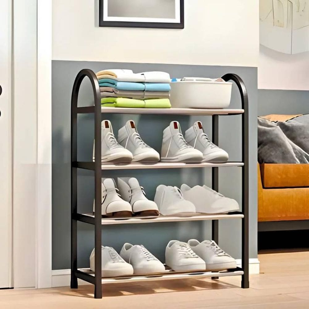 Organizador Multiuso Sapateira Preta 04 Prateleiras 08 Pares