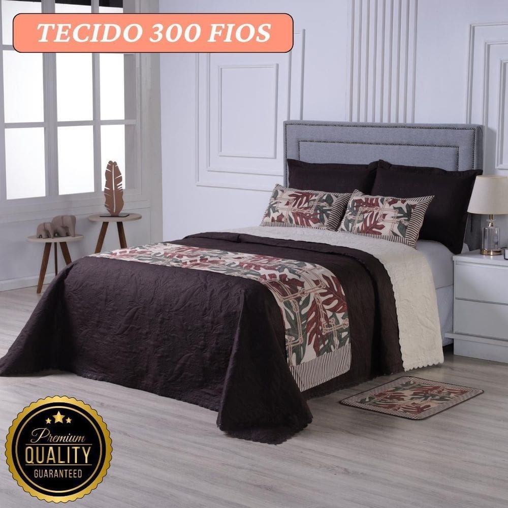 Cobre Leito Casal/Queen 6 Peças Dupla Face Folha De Outono