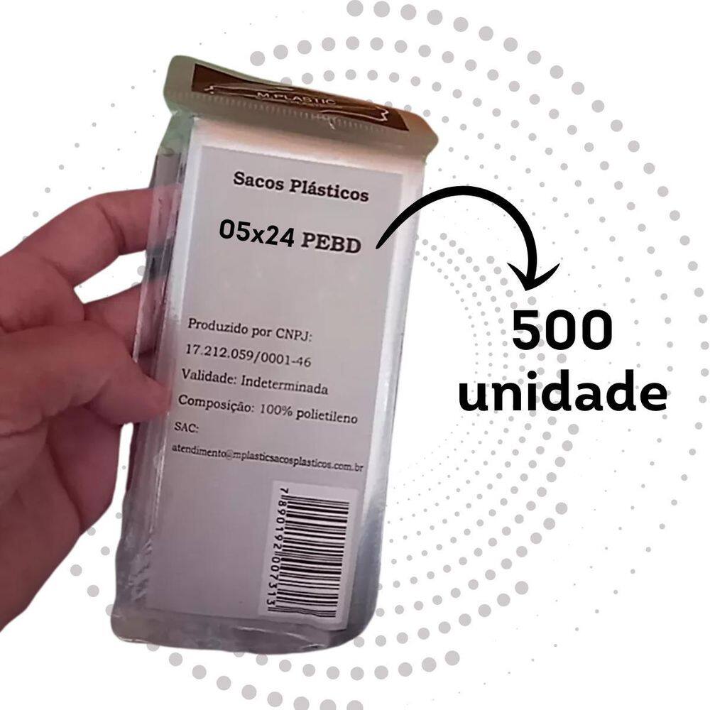 Saco Para Geladinho Transparente 500 Unidades 5X24Cm