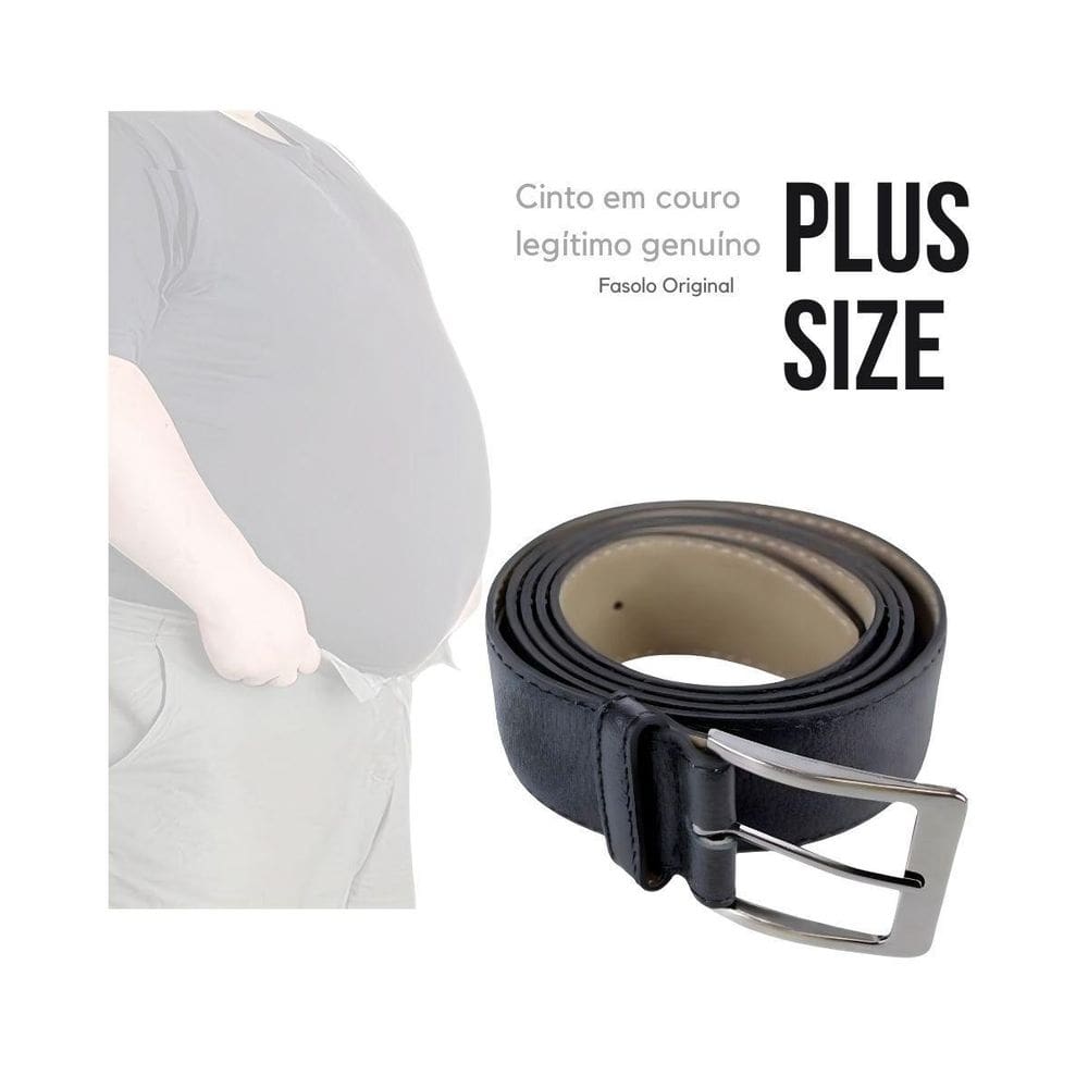 Cinto Masculino Fasolo Couro Legítim Plussize - Marrom - 145