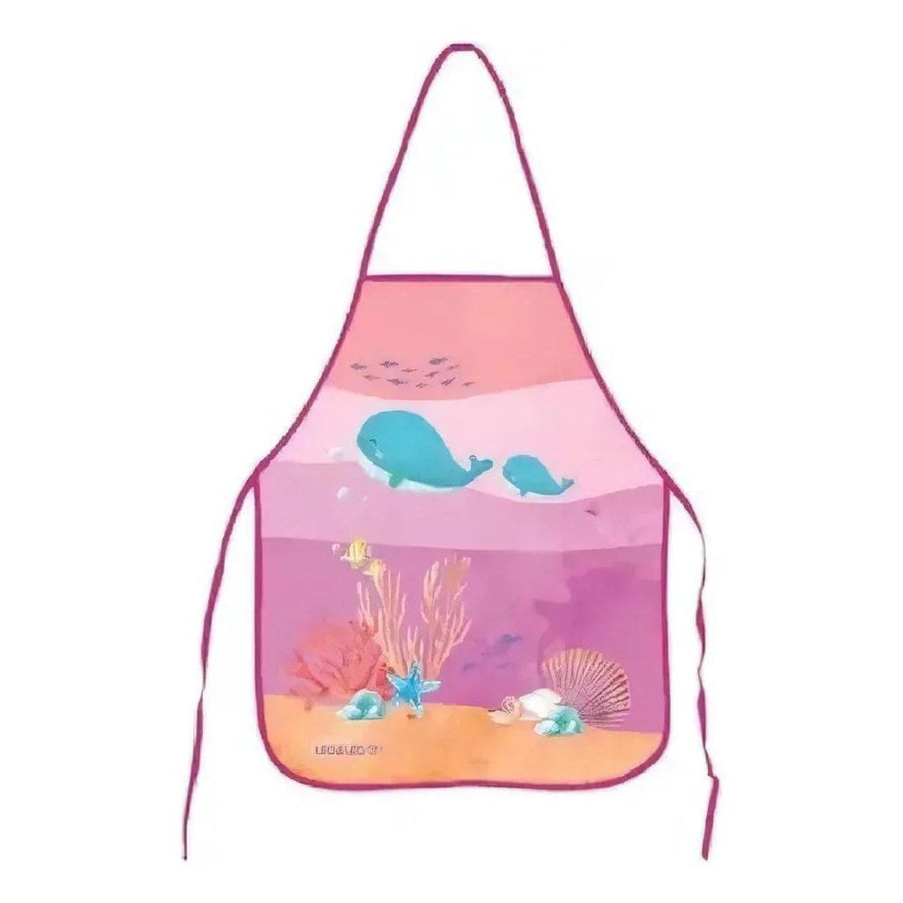 2X Avental Escolar Plástico Estampado Fundo Do Mar 49,5X39,5