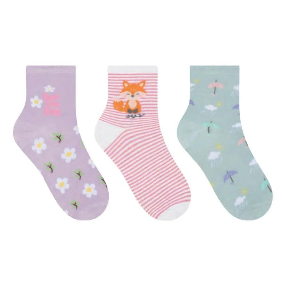 2X Kit 6 Meias Femininas Cano Médio Estampas Selene 7451