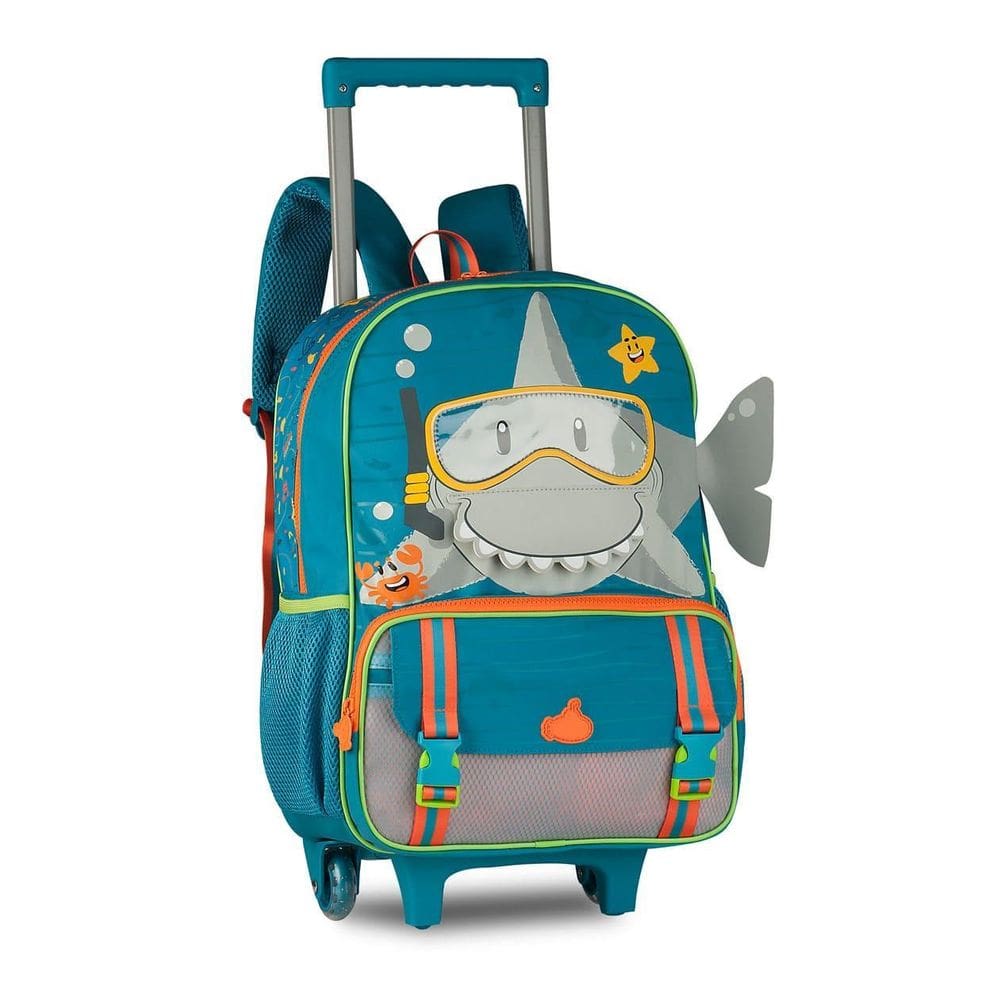 Mochila Rodinhas Infantil Tubarão Com Estampa Interativa