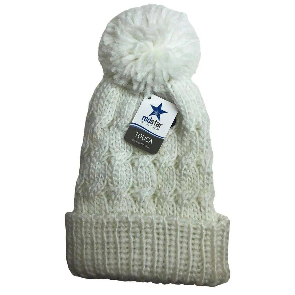 Touca Inverno Unissex Pompom Frio Em Poliéster Lã Vsi01010