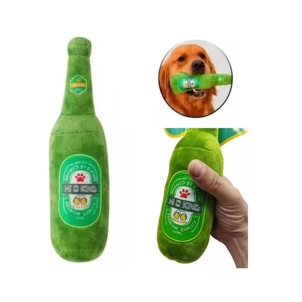 Brinquedo Garrafa Cerveja Com Som Para Pet Pelúcia Cachorro