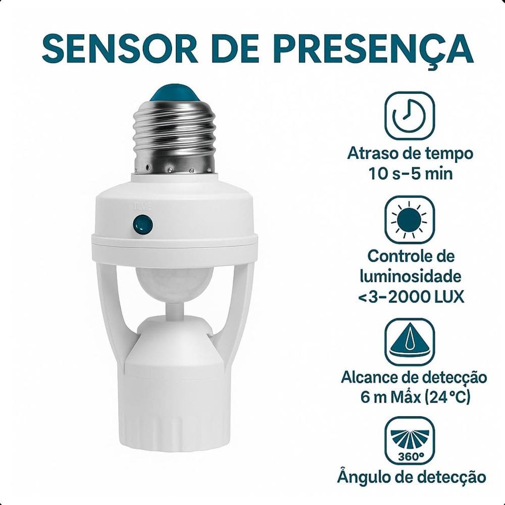 Sensor E27 Com Fotocélula Para Ambientes Comerciais