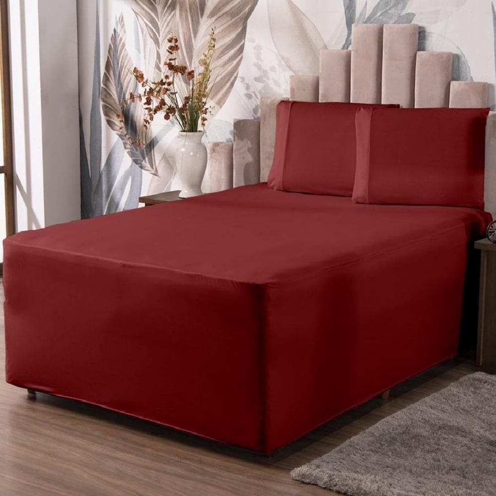 Jogo De Lençol Luva King Conjugada Colchão E Box Malha 3P