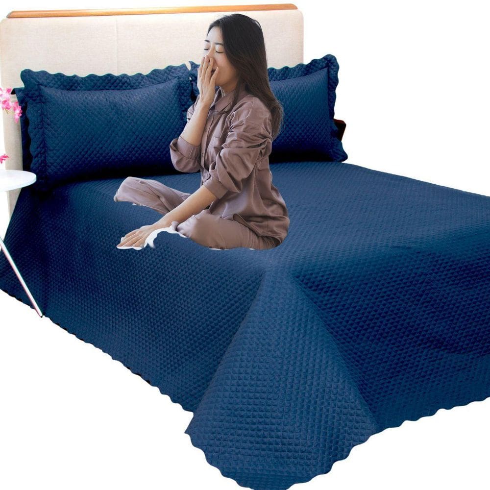 Kit 3 Pçs Cobre Leito Queen Classic Casal Porta Travesseiros