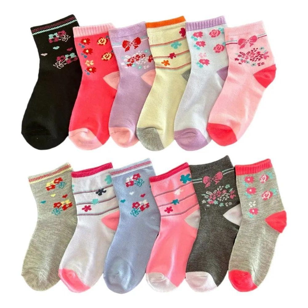 2X Kit 12 Pares Meias Infantil Feminino Algodão