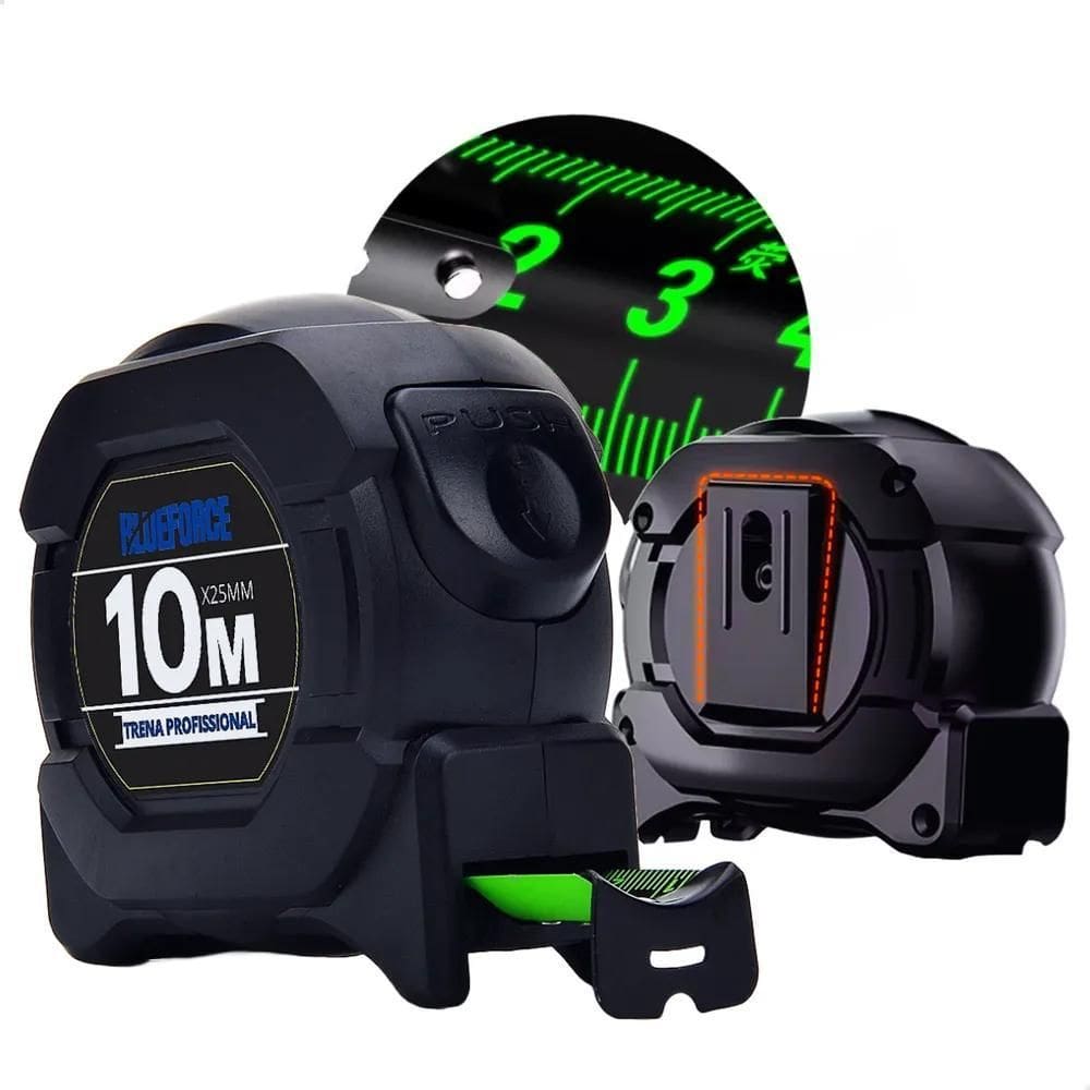 2X Trena 10M Fita Métrica Fluorescente Aço Com