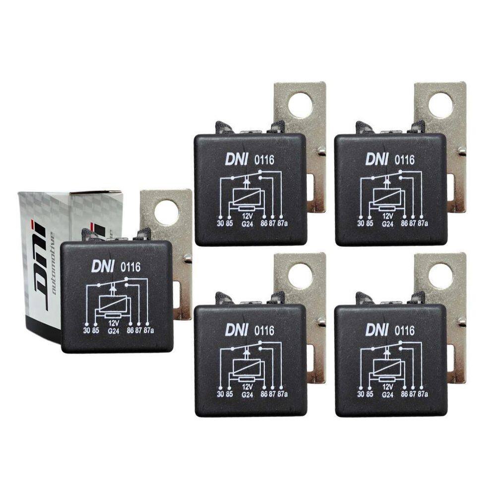 Kit 5 Relé Auxiliar Reversor 40/30A 5 Terminais 12V Dni0116