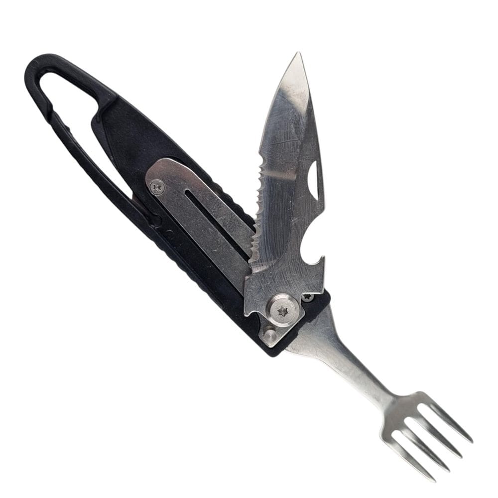 Talher Multifuncional Chaveiro Camping Sobrevivência Preto