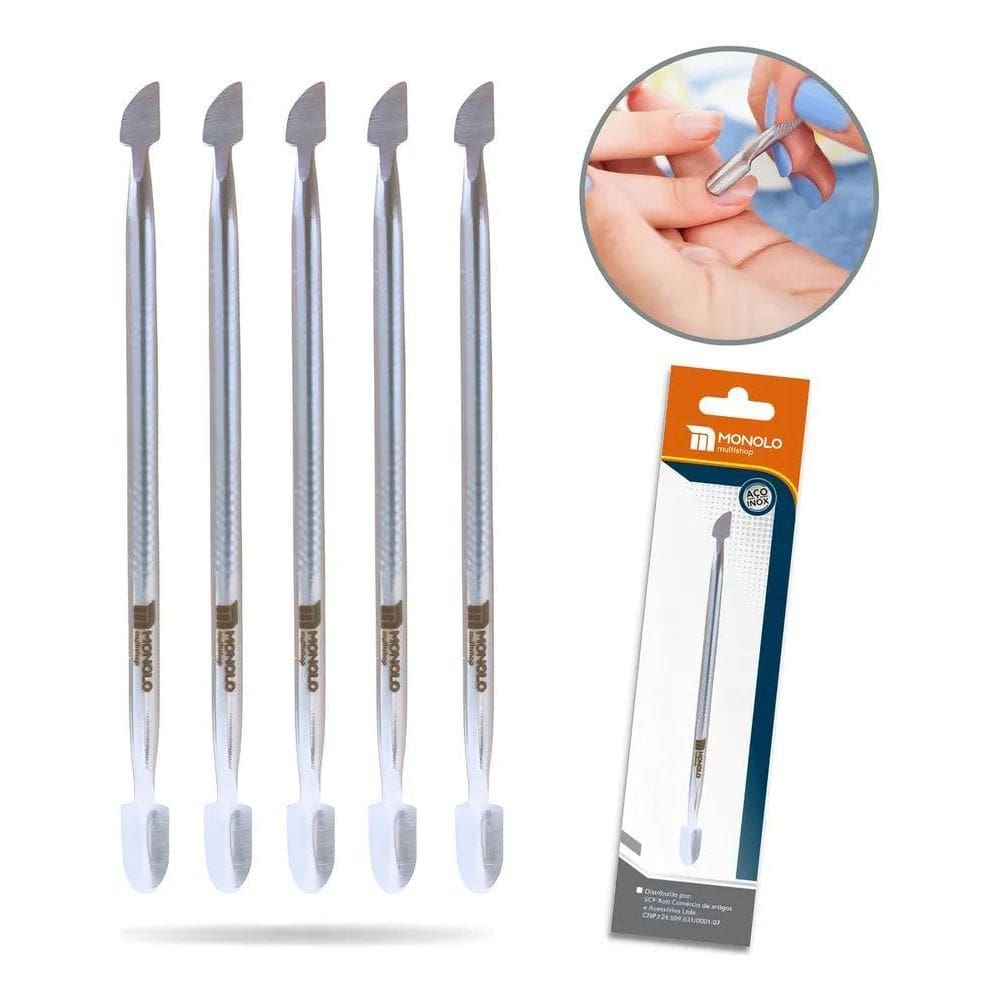 2X Kit 5 Espátula Cutícula Manicure Unha Raspador Empurrador