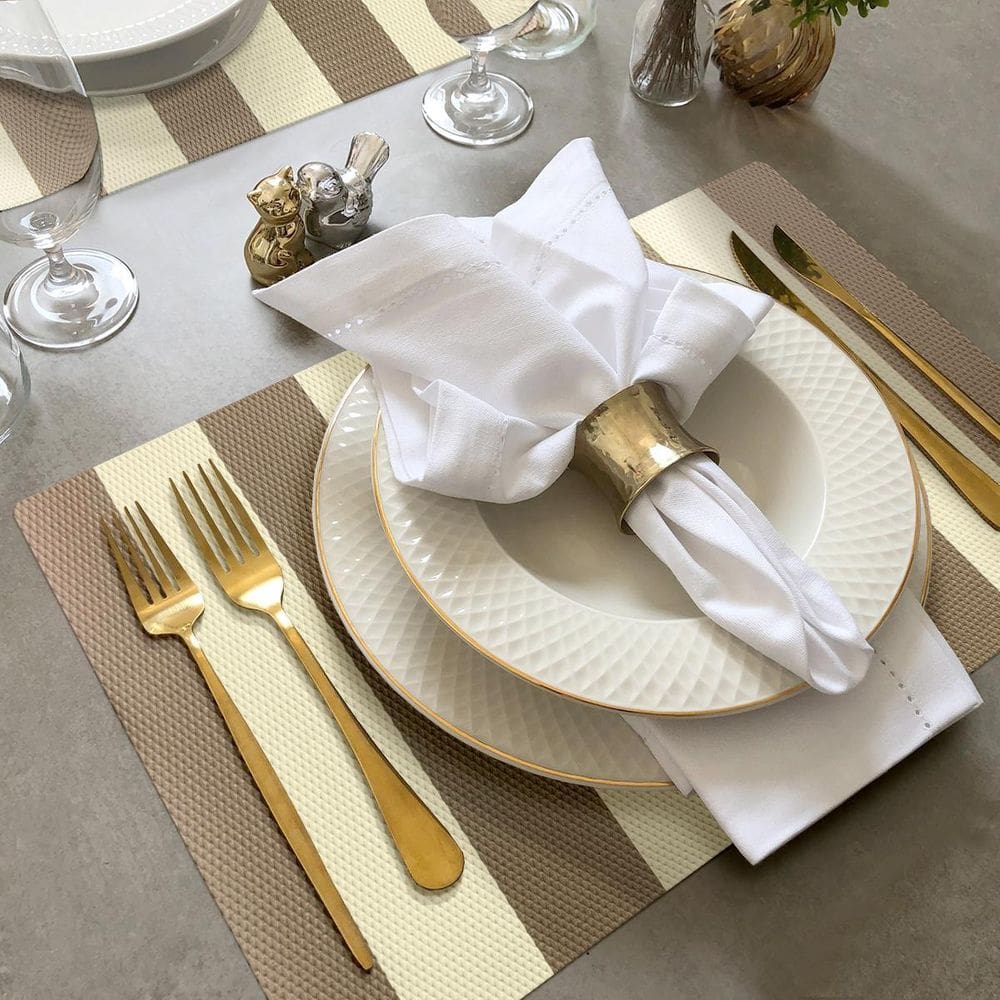 8 Jogo Americano Navy Alto Padrão Impermeável Pvc Bg Cho