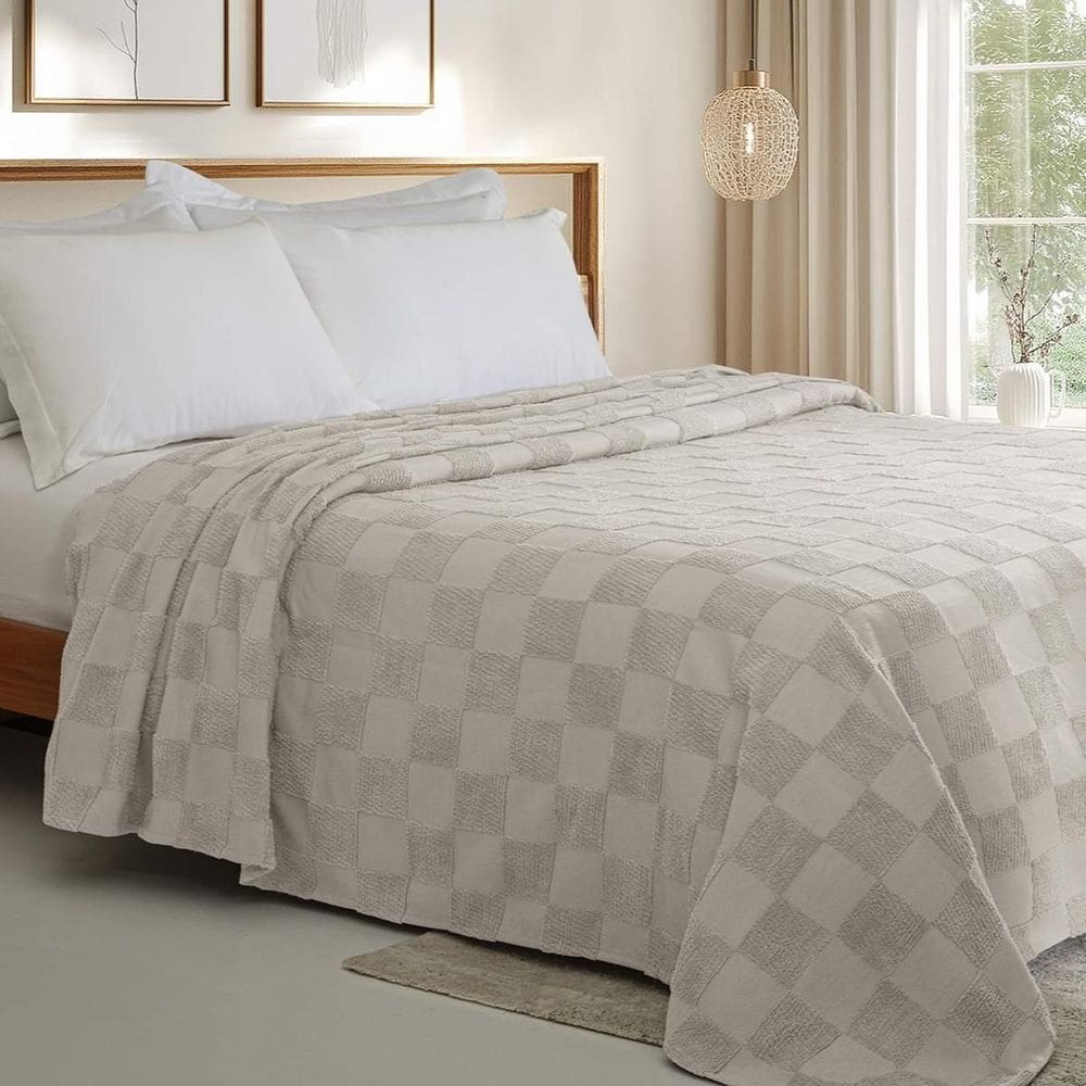 Colcha Chenille Jolitex Solteiro Nobre Toque De Algodão Bege