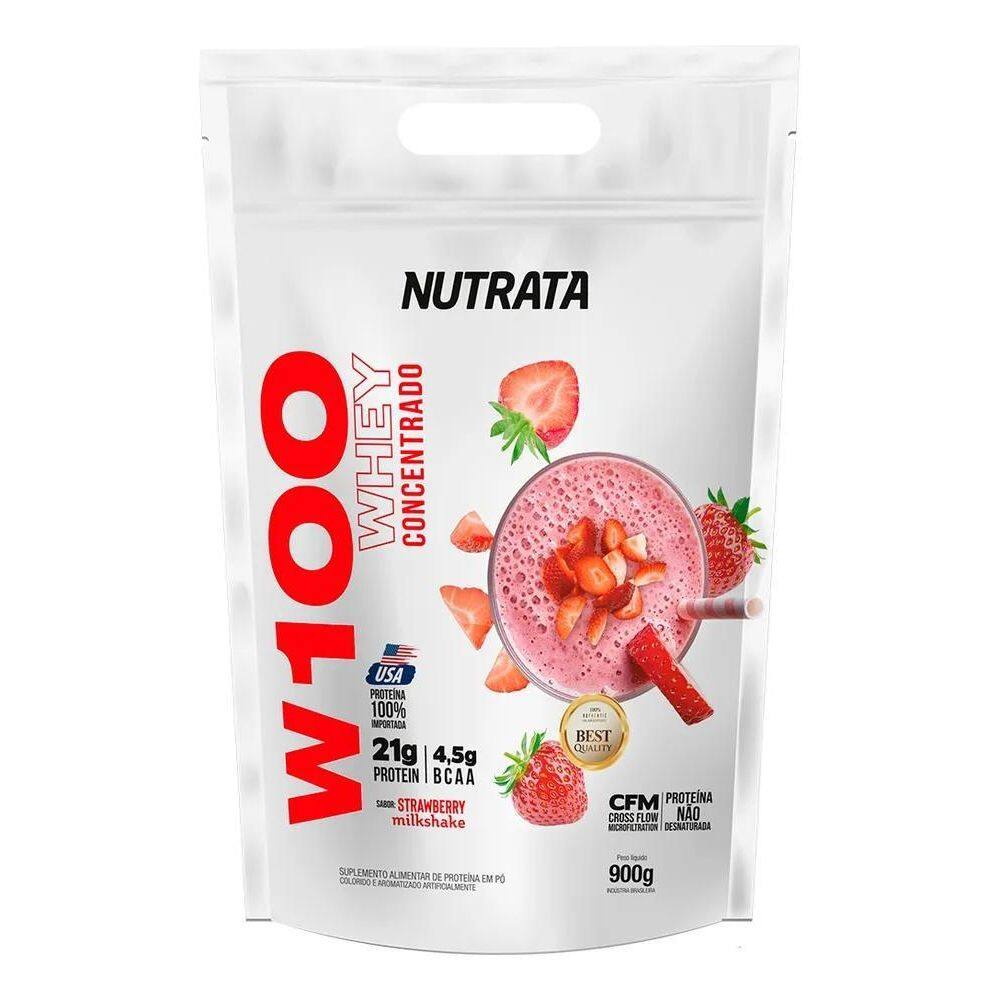 2X Whey Concentrado W100 900G Refil Morango Nutrata