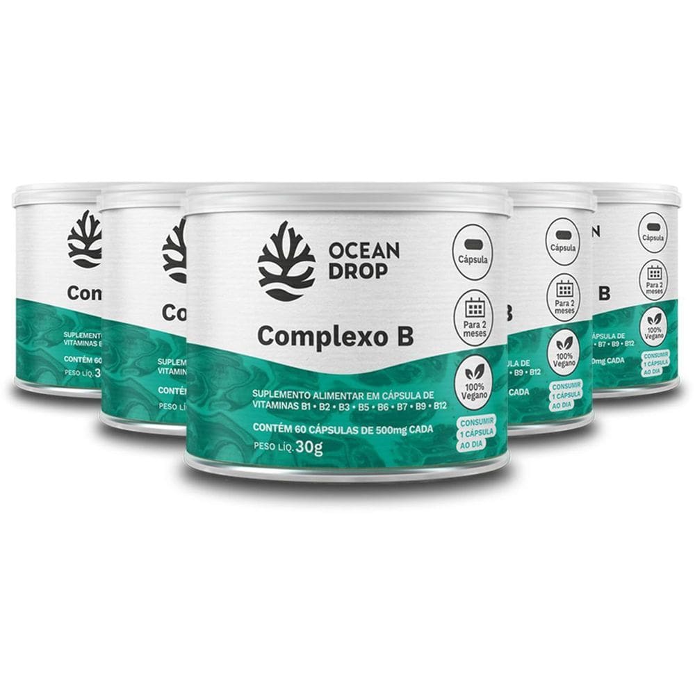 Kit 5 Complexo B Ocean Drop Vegano 60 Cápsulas