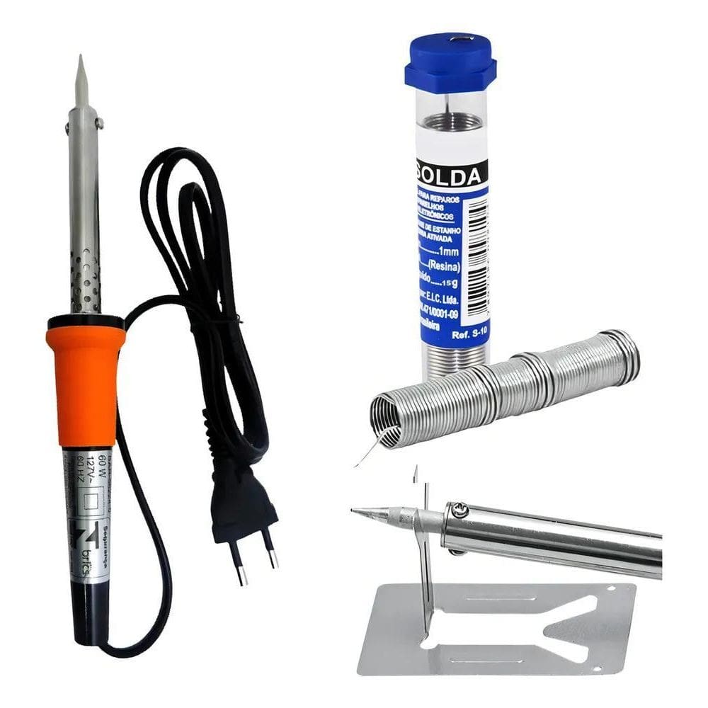2X Kit Ferro De Solda Soldar Soldador 60W + Estanho 220V