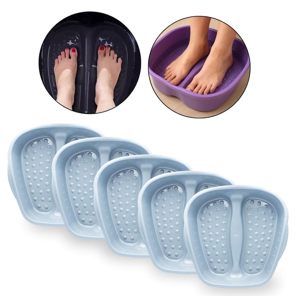 Kit 5 Bacias Pedicure Anatômica Pés Unhas Fundo Com Relevo