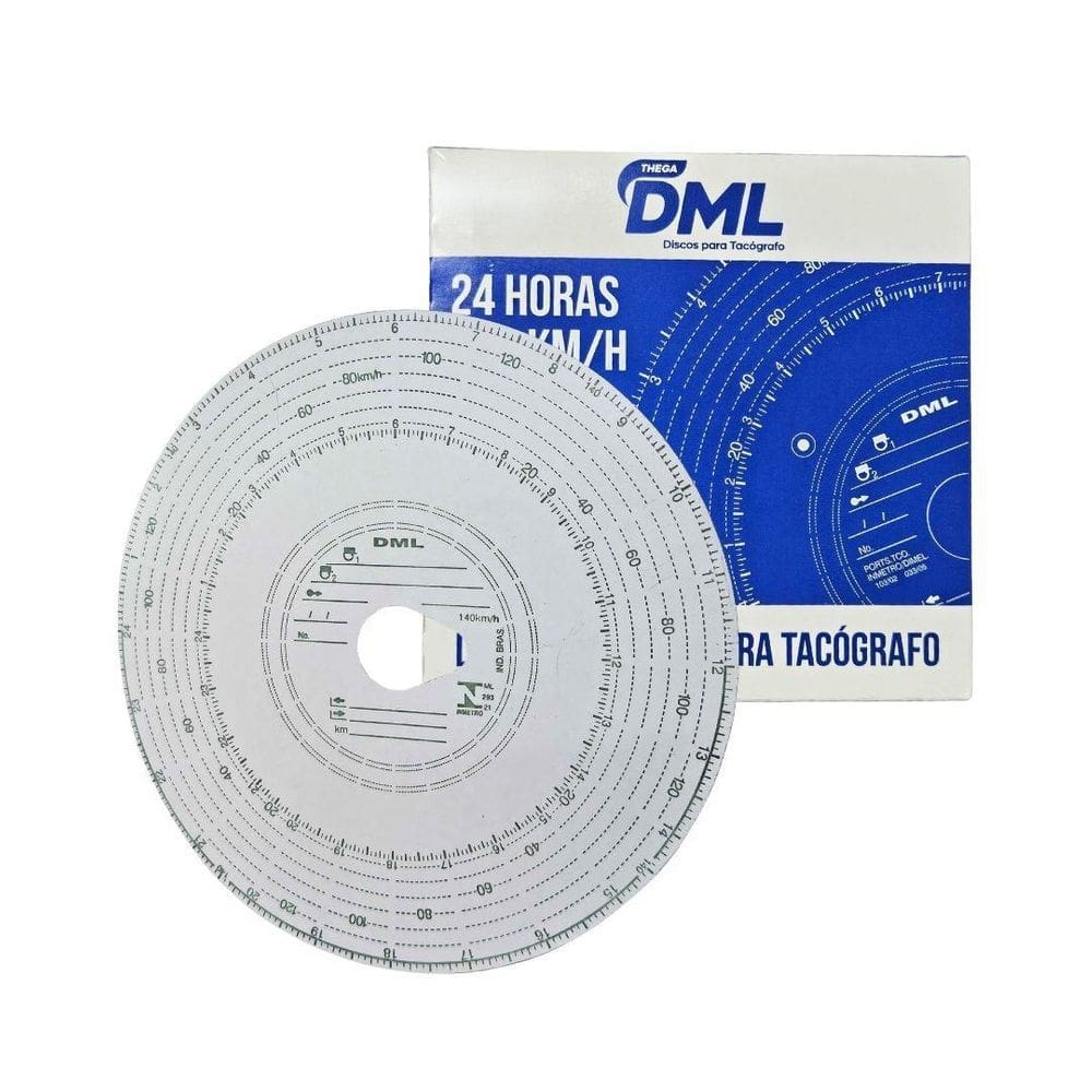 Disco Tacógrafo Diário 140Km X 24 Caixa Com 100Un 20X20 Dml