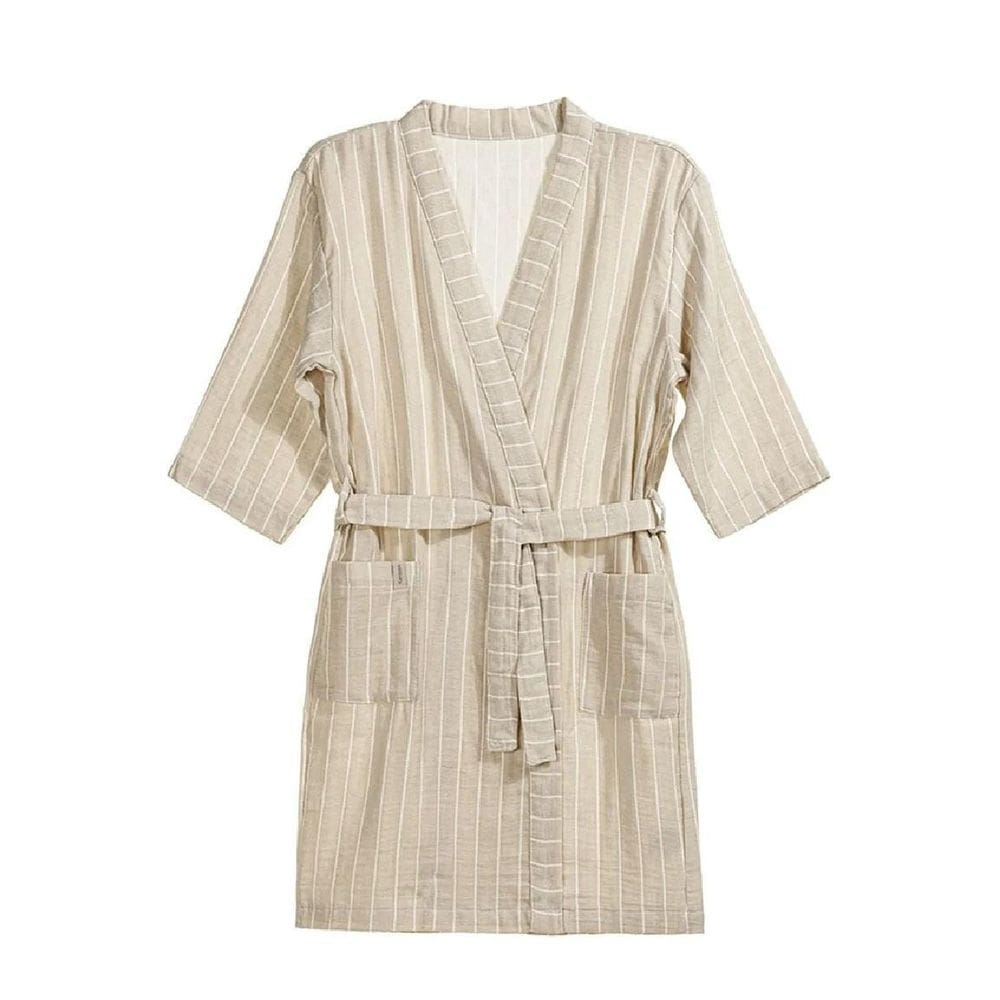 Roupao Liso Lino - Tamano M Bege - Karsten