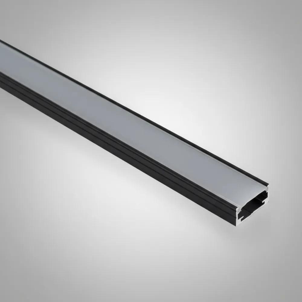 Kit Perfil Slim 17Mm Alumínio Para Fita Led 2 - Perfil Preto