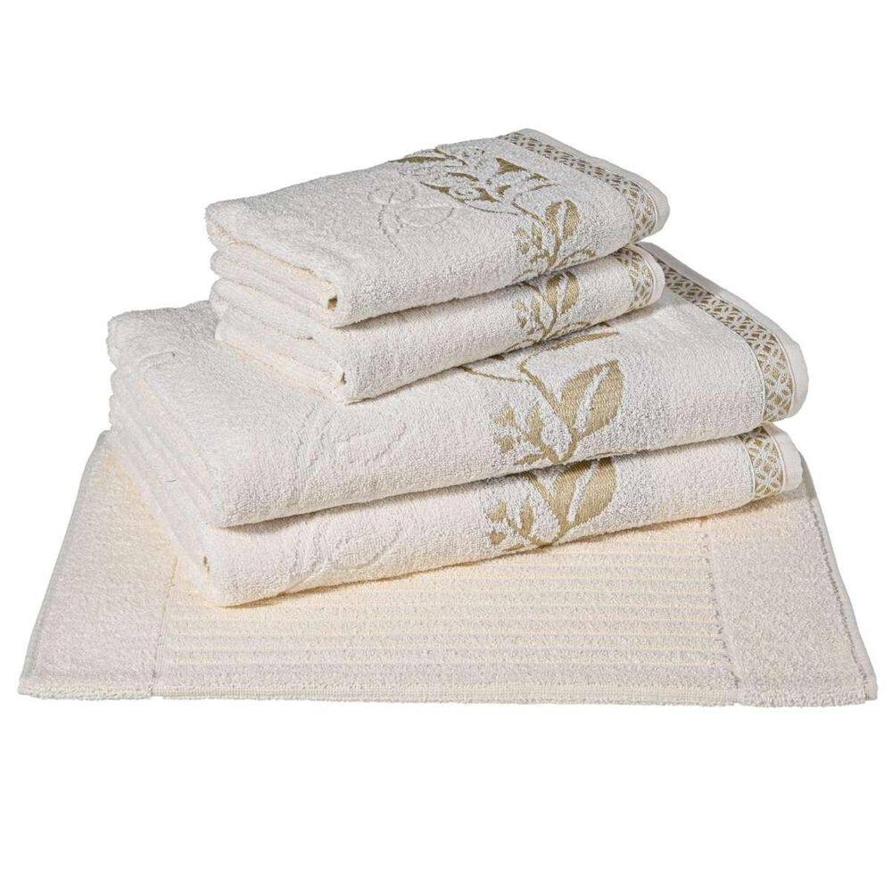 Jogo Banho Gigante 05 Peças Cavhome 100% Algodão Lyon Perola