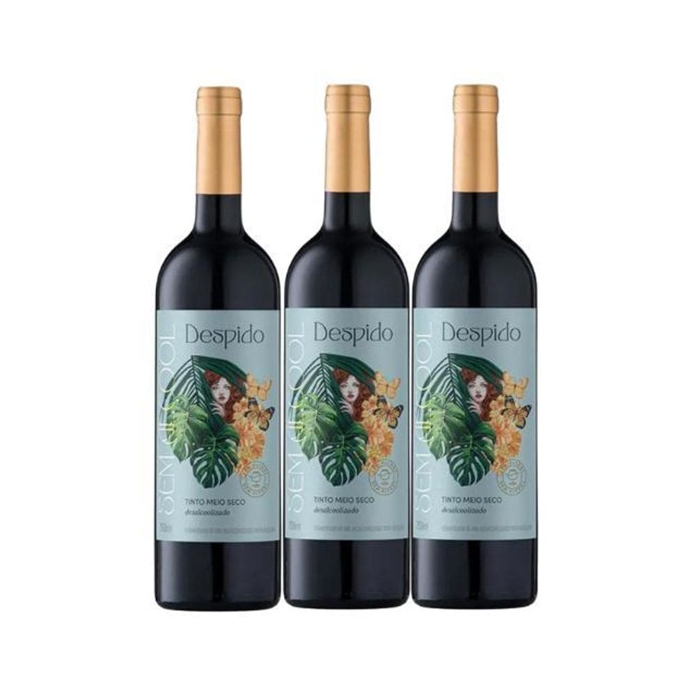 Combo De Vinhos Sem Álcool Despido Tinto Meio Seco - 750Ml